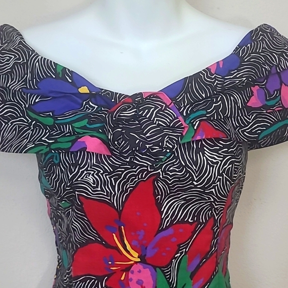 Robbie Bee Vintage Fit & Flare Dress 100% Cotton Made in USA Milkmaid House - Picture 2 of 9